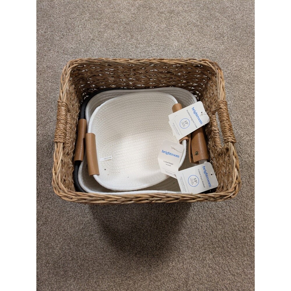Target Brightroom Wicker / Woven / Coiled Rope Basket Lot Of 4 NWT